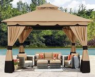 ABCCANOPY 3x3M Roof Pop up Gazebo Outdoor Canopy Shelter with Curtains, Beige