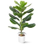 CROSOFMI 30" Artificial Fiddle Leaf Fig Tree/Fake Ficus Lyrata Plant with 21 Leaves Faux Plants in Pot for Indoor House Home Office Modern Decoration Perfect Housewarming Gift