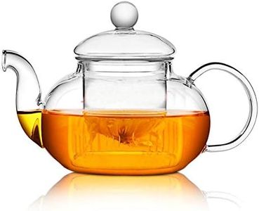 Glass Teapot With Infuser,Borosilicate Pot for Loose Tea, Bagged and Flowering Teas (800ml)