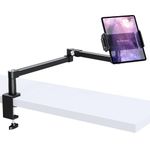 elitehood iPad Desk Mount, Heavy Duty Adjustable iPad Holder for Desk Bed Sofa, Long iPad Arm Mount with C Clamp for iPad Pro 13/12.9, iPad Air Mini, Tablet, Portable Monitor and 4.7-15.6 in Devices