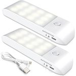 Motion Sensor Lights Indoor[2 Packs], USB Rechargeable Night Light Cupboard Lights with 3 Modes, Stick-on Night Lights with Magnetic Strips for Wardrobes Cabinet, Bedrooms, Stairs, Hallway, Kitchen