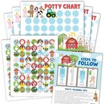 Farm Animals Sticker Chart for Kids Potty Training Chart for Toddlers Boys - Potty Chart for Girls with Stickers, Potty Training Sticker Chart for Girls Potty, Potty Chart for Boys with Stickers