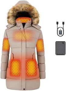 Women Long Heated Jacket Battery Pack Included Ladies Coat Christmas Xmas Birthday Puffy Gift Ideas Mom Law New Step Elderly Bonus Unique Who Have Everything Good Cool Busy Useful Black Plus 3xl 4xl