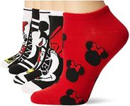 Disney Women's Mickey Mouse 5 Pack No Show Socks, Black Red Multi, 9-11