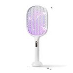 Qualitell Electric Fly Swatter Racket with Power Display, Bug Zapper with 2 Bases, Mosquito Killer Lamp 2000mAh Rechargeable