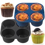 Webake 2PCS Jumbo Silicone Air Fryer Muffin Pan for Baking 4 Cavity Air Fryer Silicone Cupcake Pans Non Stick Food Grade and BPA Free Muffin Tins Baking Cups