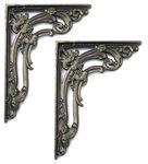 Pair of Cast Iron Victorian Scroll Leaf Shelf Brackets (15cm x 20cm)