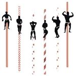 36pcs Hen Party Naughty Straw,Bachelorette Straws Hen Party Cocktail Straws Dancing Men Straws Male Stripper Rose Gold Paper Straws for Bridal Shower Bachelorette Party Decoration Accessories