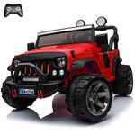 VOLTZ TOYS 2 Seater Ride On Car, 24V Electric Car for Kids, Electrical Jeep with 2 Seats, Leather Seat, Full LED Lights, Parental Remote Control and MP3 Player (Red)