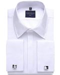 Alimens & Gentle Men's French Dress Shirt Regular Fit (Include Cufflinks Collar Stays) (16.5" Neck 34"-35" Sleeve, White)