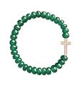 MINUTIAE Stylish Catholic Holy Cross Charm Beads Prayer Bracelet for Girls/Women - Green | Elastic Stretch Cord Christian with Natural Gemstone Crystal Beaded Religious Jewellery