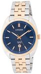 CITIZEN Stainless Steel Quartz Analog Blue Dial Men Watch-Bi5096-53L, Rose Gold Band