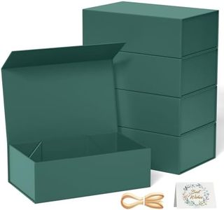 RYDDOY 5 Pack Green Gift Box, 12x6x4'' Gift box for Presents with Lids Magnetic Closure Rectangle Collapsible for Bridesmaid Proposal Box, Wedding, Christmas, Halloween, Birthday Gift Packging