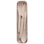 IRIDA NATURALS Unbreakable Wheat Straw Cutlery Set - (Soft Beige) Portable Fork and Spoon Set with Travel Case & Spoon Box for School, Reusable, Light Weight, EcoFriendly & Dishwasher Safe