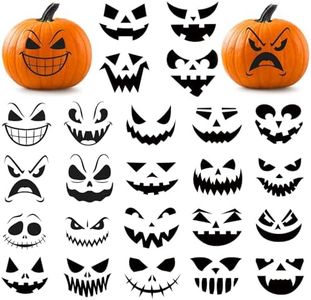 24 Pcs Pumpkin Stickers Halloween Pumpkin Faces Decorating Stickers Vinyl Decals DIY Craft Vinyl Art Stickers, Jack-O-Lantern Face Stickers, Pumpkin Faces Wall Decals Halloween Glass Window Sticker