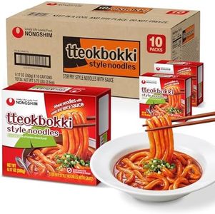 Nongshim Tteokbokki Style Noodles, Sweet and Spicy Sauce, Korean Instant Noodles, Wheat Stir Fry Style Noodles, Korean Street Food-Inspired Flavor, 9.17 oz (Pack of 10)