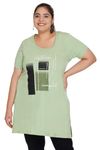 CUPID Regular Fit Plus Size Cotton Round Neck Half Sleeve T-Shirt, Plus Size Night, Sleep, Daily Use Gym n Lounge Wear Long Tops for Women_Green, 4XL