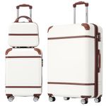 Merax luggage sets with TSA Lock and Spinner Wheels, Hardshell Carry on Luggage Lightweight Suitcase Set, White-3 Piece-20+28+case, 3 Piece-20+28+case