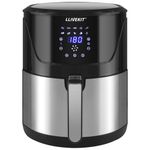 LLIVEKIT 5L Air Fryer, Family Size Hot Air Fryer 1400W Digital Touchscreen with 10 Presets, Removable Basket, Timer & Temperature Control for Oil Free & Low Fat Healthy Cooking Black