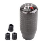 muge racing Carbon Fiber Gear Shift Knob 5 Speed Shifter Knob Universal for Most Cars with 3 Adapters(8mm/10mm/12mm)