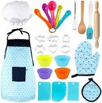 Vanmor Kids Basic Cooking and Baking Sets, 26 Pcs Kids Baking Sets with Kids Chef Hat and Apron for Girls Boys Toddler Dress Up Chef Costume Career Role-Playing Toys for 3456 Years Old Girl Boys Gifts