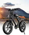 MOVCAN Electric Bike for Adults 1000W Motor(Peak 1500W),48V/15.6AH,Up to 28MPH & 70 Miles,20" Fat Tire Ebike,7 Speed Gear Full Suspension for Off-Road Dirt Electric Bicycle E-Bike Electric Moped Bike