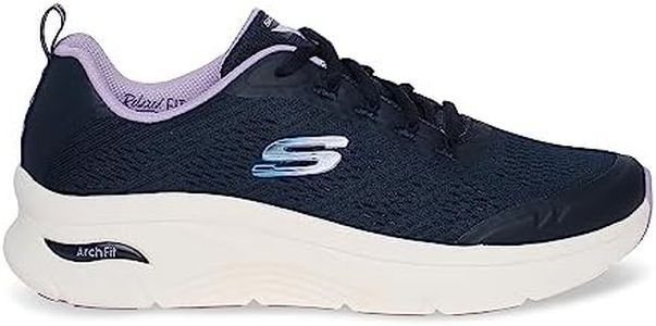 Skechers Womens Arch Fit D'Lux-Cozy Walking Shoes Vegan Well-Cushioned Supportive Platform Midsole NVY/Lavendar - 5 UK (149687)