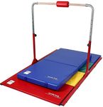 Tumbl Trak Junior Kip Bar Package with Extensions, Tumbling Mat, Junior Practice Mat and Bar Pad (Primary Rainbow & Royal Blue)