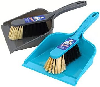 MR.SIGA Dustpan and Brush Set, Pack of 2 Set, Blue & Grey