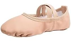 Gorchnc Ballet Shoes for Girls Toddlers Leather Dance Shoes Full Cowhide Sole Ballet Flats Ballet Slippers with Elastic Crossbands