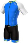 Sparx Mens Elite Aerosuit Triathlon Suit Mens Short Sleeve Tri Suit Skinsuit (2XL) Blue