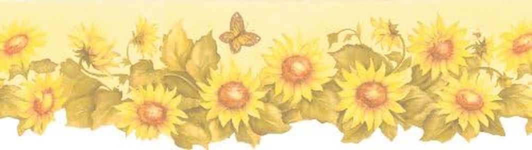 Brewster 137B59154 Kitchen Bath Bed Resource III Sunflowers and Butterflies Wall Border, 6.75-Inch by 180-Inch