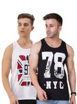 Veirdo® Pure Cotton Scoop Neck Regular Fit Multicolor Printed Sleeveless Vest for Men & Boys (PO2_G4_LNDN_NYC78_L)