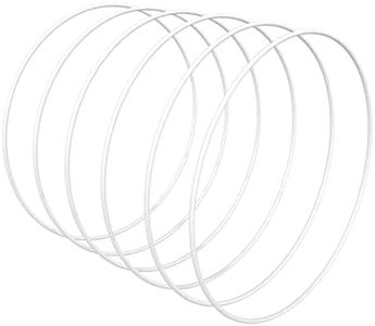 Worown 6 pièces 20cm Blanc Cercle Métal, Anneau pour Couronne, Cerceau Metallique pour Faire Un décor de Couronne de Mariage et Artisanat Mural