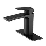 Black Bathroom Faucet Single Handle Bathroom Sink Faucet, RV Bathroom Vanity Sink Faucets with Deck Plate and Faucet Supply Lines, 1 or 3 Hole