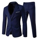 Cloudstyle Men's 3-Piece Suit 2 Buttons Slim Fit Solid Color Jacket Smart Wedding Formal Suit