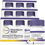 C'rcle Esomeprazole Magnesium 20mg Capsules - Heartburn Medicine - 24 Hour Acid Reducer - Delayed Release Mini Capsules - Acid Reflux Medicine and Digestive Support - Nine 14 Ct Bottles