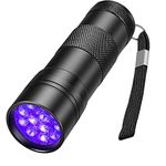 MegaPower (TM) UV Flashlight Black Light 12 LED 395nm Hand-held Detecting Torch for Pet Urine, Stains, Verifying Money Documents, Black