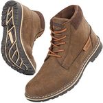 CC-Los Winter Snow Boots for Men Water Resistant Insulated Walking Boots Lightweight Warm Fur Lined Brown Size 8-8.5