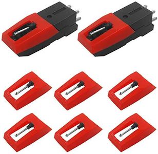 DaKuan Set of 10 Vinyl Record Player Turntable Cartridge With Universal Replacement Stylus Needles, 2pcs Turntable Record Player Cartridge & 8pcs Needle Stylus for LP Phonograph Record Player