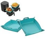 Navaris Silicone Air Fryer Liners (Set of 2) - Reusable Liner with Foldable Design 27cm x 6cm (10.6" x 2.4") - Basket Tray Mat - Dishwasher Safe - Blue