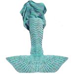 ＤDMY Mermaid Tail Blanket Crochet Mermaid Blankets Seasons Warm Soft Handmade Sleeping Bag Best Birthday for Kids Teens Adult 74''x35'' Mint Green