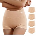 MEIYATING Boy Shorts Underwear for Women High Waisted Boyshorts Cotton Panties Stretch Boxer Briefs 4 Pack