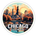 Chicago Illinois Sticker Travel Outdoors Decal Vinyl Small Waterproof for Water Bottle Mug Passport Book Scrapbook Notebook Laptop Tumbler Skateboard Computer Phone Size 4" Funny Gift ID44990