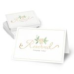 Rileys & Co 25 Pack White and Gold Reserved Table Signs for Wedding Receptions, Parties, and Events, Double Sided Golden Foil Print and Elegant Floral Design, 4x6 Inches