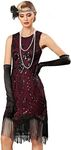 PrettyGuide Women's 1920s Flapper Dress Sequins Beaded Fringe Great Gatsby Party Dresses Plus Burgundy US16, Burgundy, 16