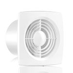 Hon&Guan 150mm / 6 Inch Bathroom Extractor Fan with Backdraught Shutter/Non-Return Damper Flap 22W 272m³/h Kitchen Ventilation Fan Ceiling and Wall Mounted (No Plug)