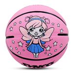 Synco Little Champ Angel Basketball for Kids | Junior Size for Children | Premium Rubber | Indoor/Outdoor Game | Size -1 for Kids 2/3/5/7 + Years Old (Pink)