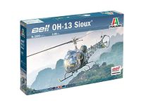 Italeri 2820S - 1:48 OH-13 Scout Helicopter Korea War, Model Building, Kit, Standing Model Building, Crafts, Hobby, Gluing, Plastic Kit, Detailed Multi-Coloured