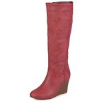 Journee Collection Womens Langly Boot with Wedge Heel and Inside Zip Entry, Red, 8